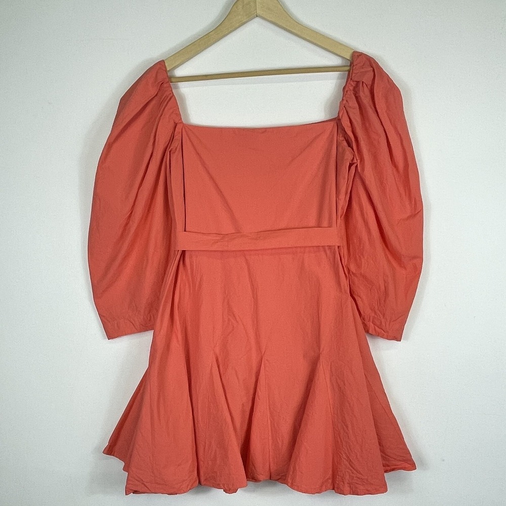 Mille Resort & Travel Mini‎ Dress Womens Medium Coral Orange Puff Sleeve Resort